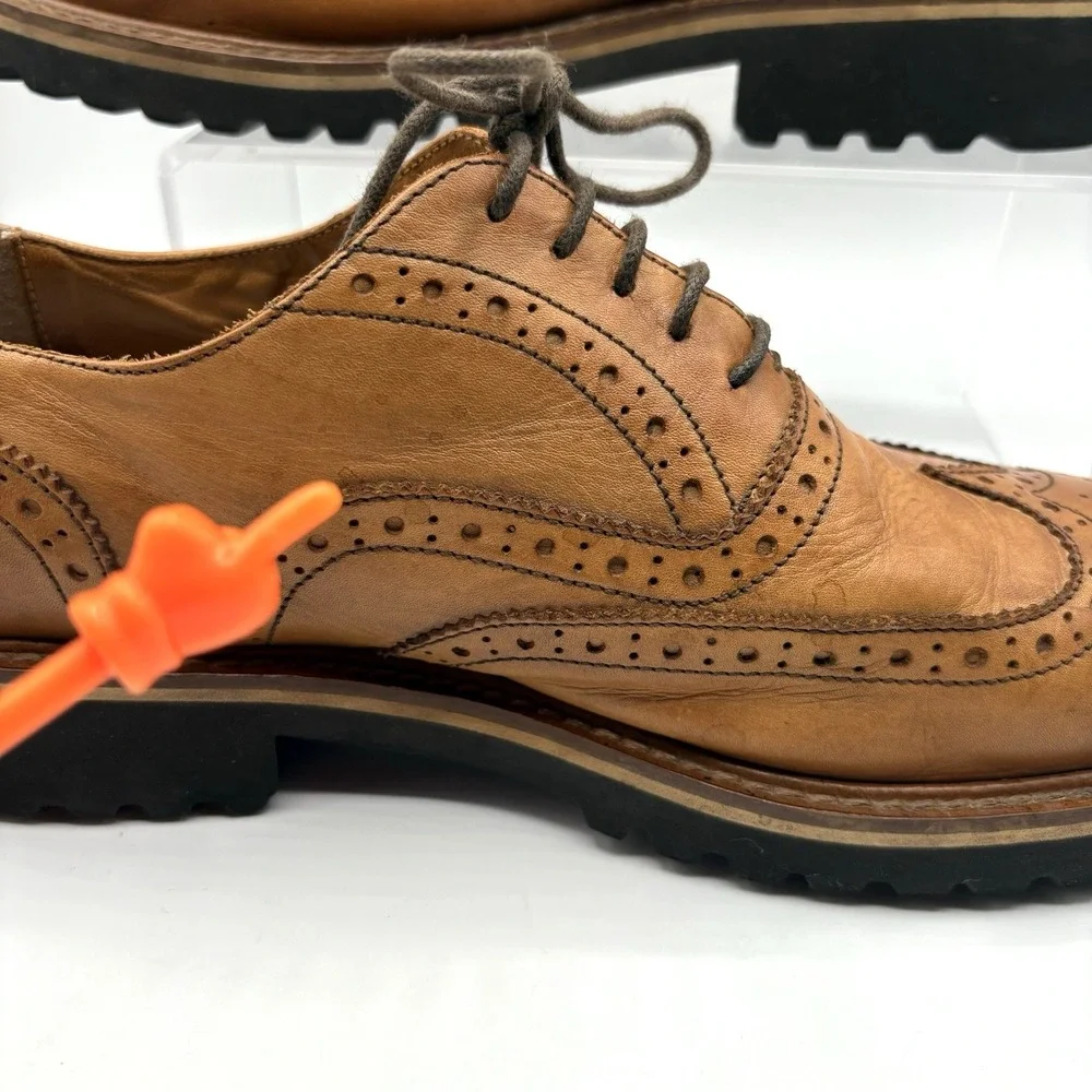 KENNETH COLE Wing Tip Oxford Men's Size 9‎ Tan Leather Techni-Cole Dress Shoe